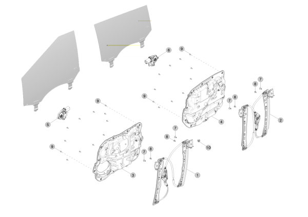Front and Rear Door Glass Regulator