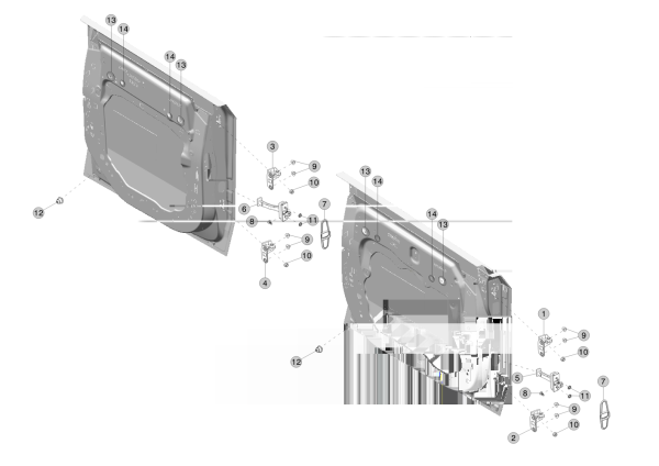 Front and Rear Door Hinges and Fittings